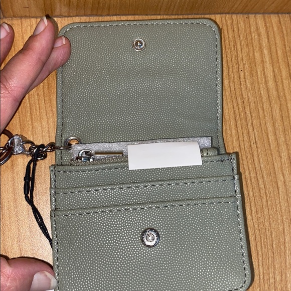 New Steve Madden Bwren Wallet, 2 card holder, olive color, zip compartment - Picture 6 of 8